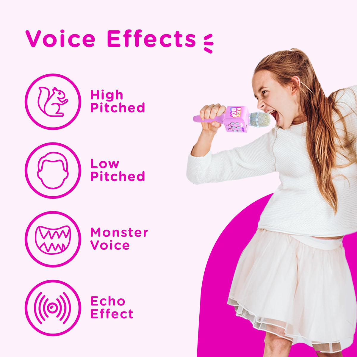 Move2Play Kidz Bop microphone with rechargeable battery for long play