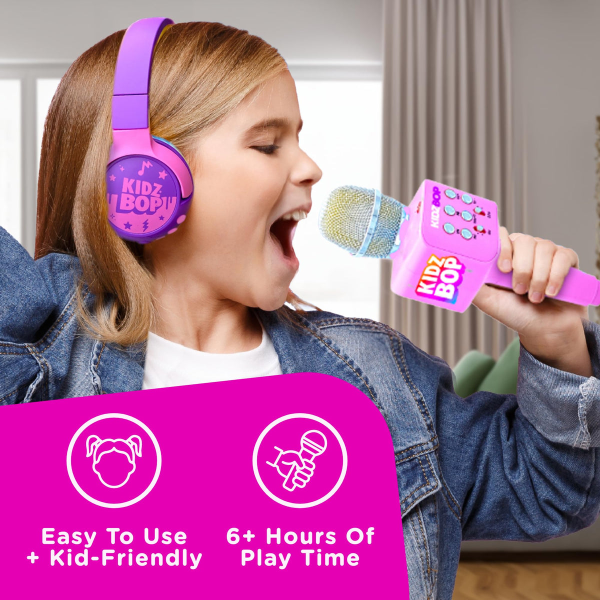 Move2Play Kidz Bop microphone with fun voice effects for silly riffs