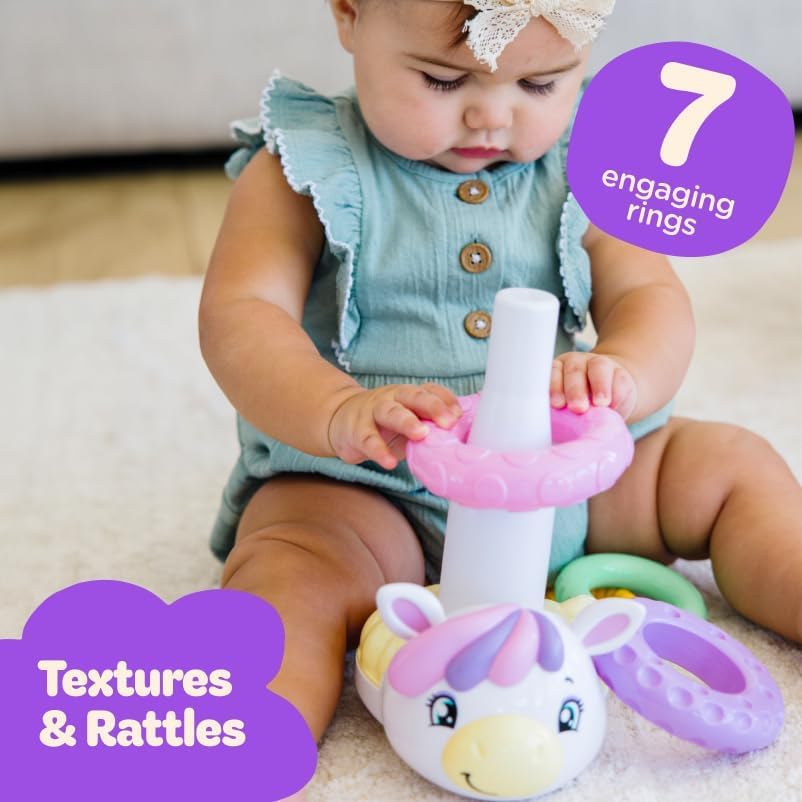 Move2Play seven rings set with a rattle enhances grasping and hand-eye coordination.