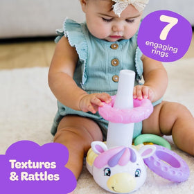 Move2Play seven rings set with a rattle enhances grasping and hand-eye coordination.
