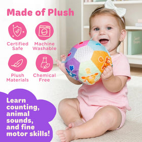 Move2Play soft plush materials promote safe, gentle exploration during tummy-time and crawling.