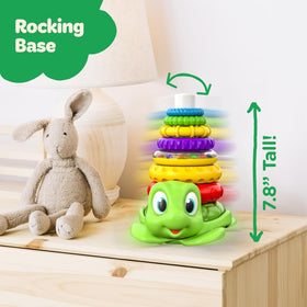 Move2Play Turtle Stacking Toy rings wobble to teach balance and coordination.