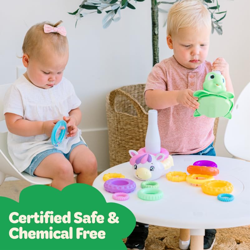 Move2Play Turtle Stacking Toy uses non-toxic, BPA-free materials for safe exploration.