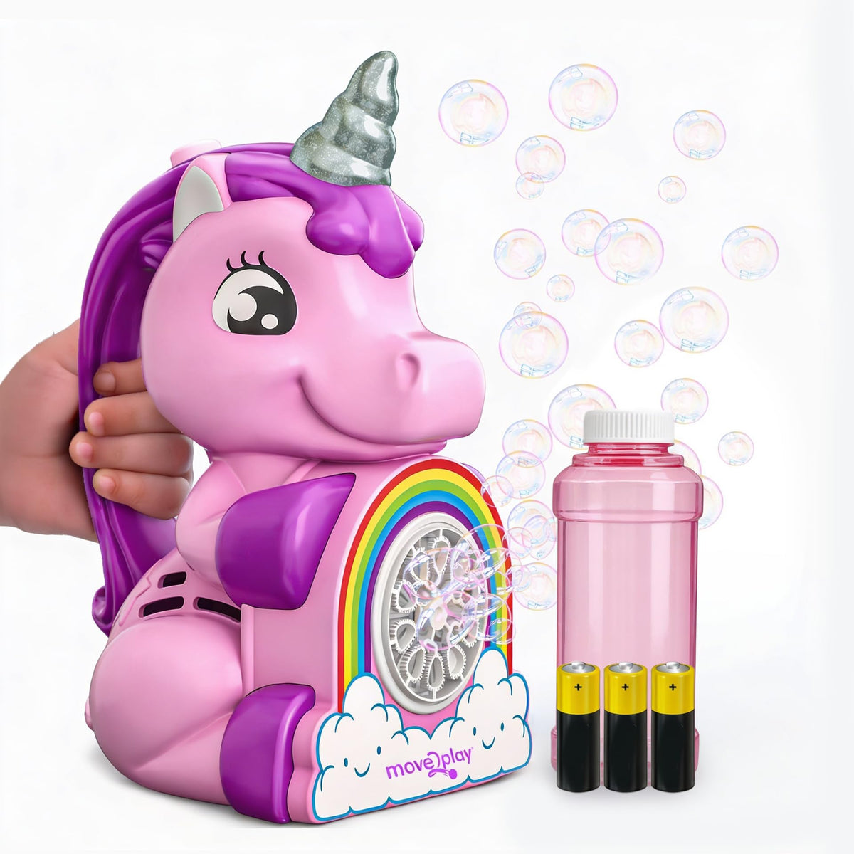 Move2Play unicorn bubble blower product shot for magical outdoor play