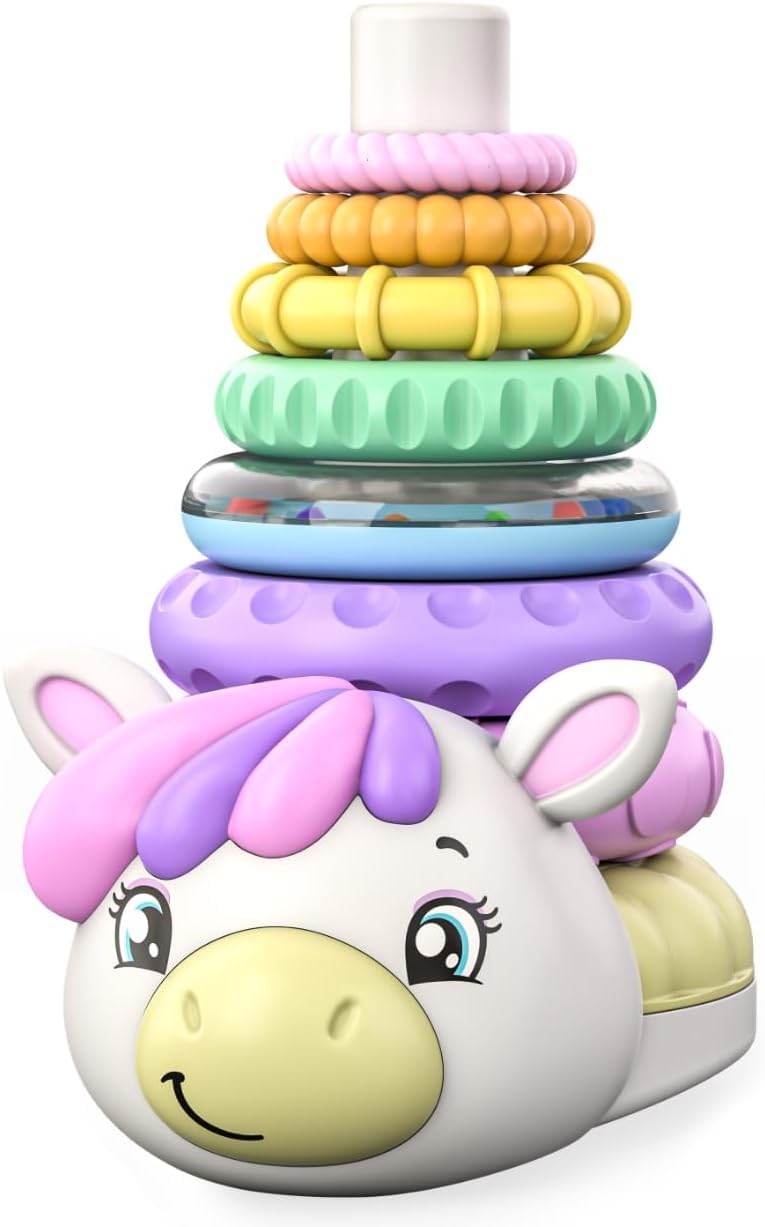 Move2Play unicorn stack toy promotes early stacking and fine motor exploration.
