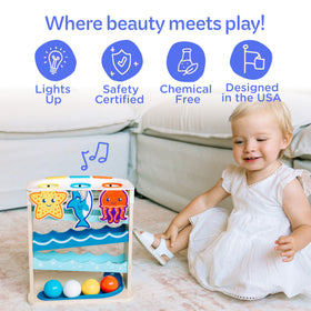Move2Play Wooden Ocean Friends made with safe materials and rounded edges for worry-free play.