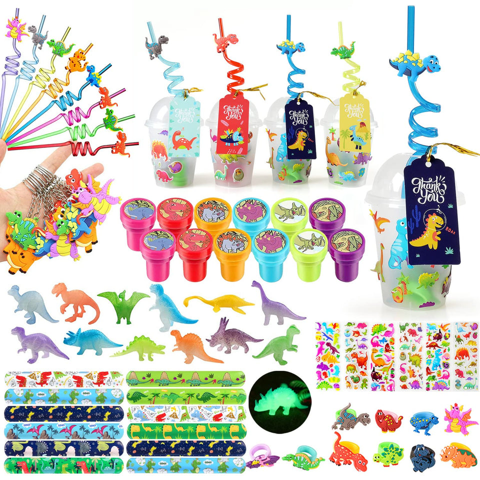Movinpe dinosaur cups with dome lids for personalized party favors.