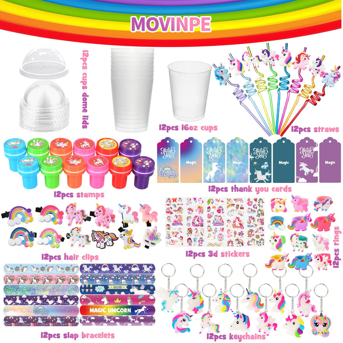 MOVINPE unicorn dome lids keeping drinks secure during party activities.