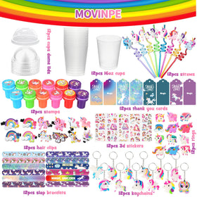 MOVINPE unicorn dome lids keeping drinks secure during party activities.