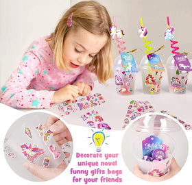 MOVINPE unicorn reusable straws in bright colors for eco-friendly sipping.