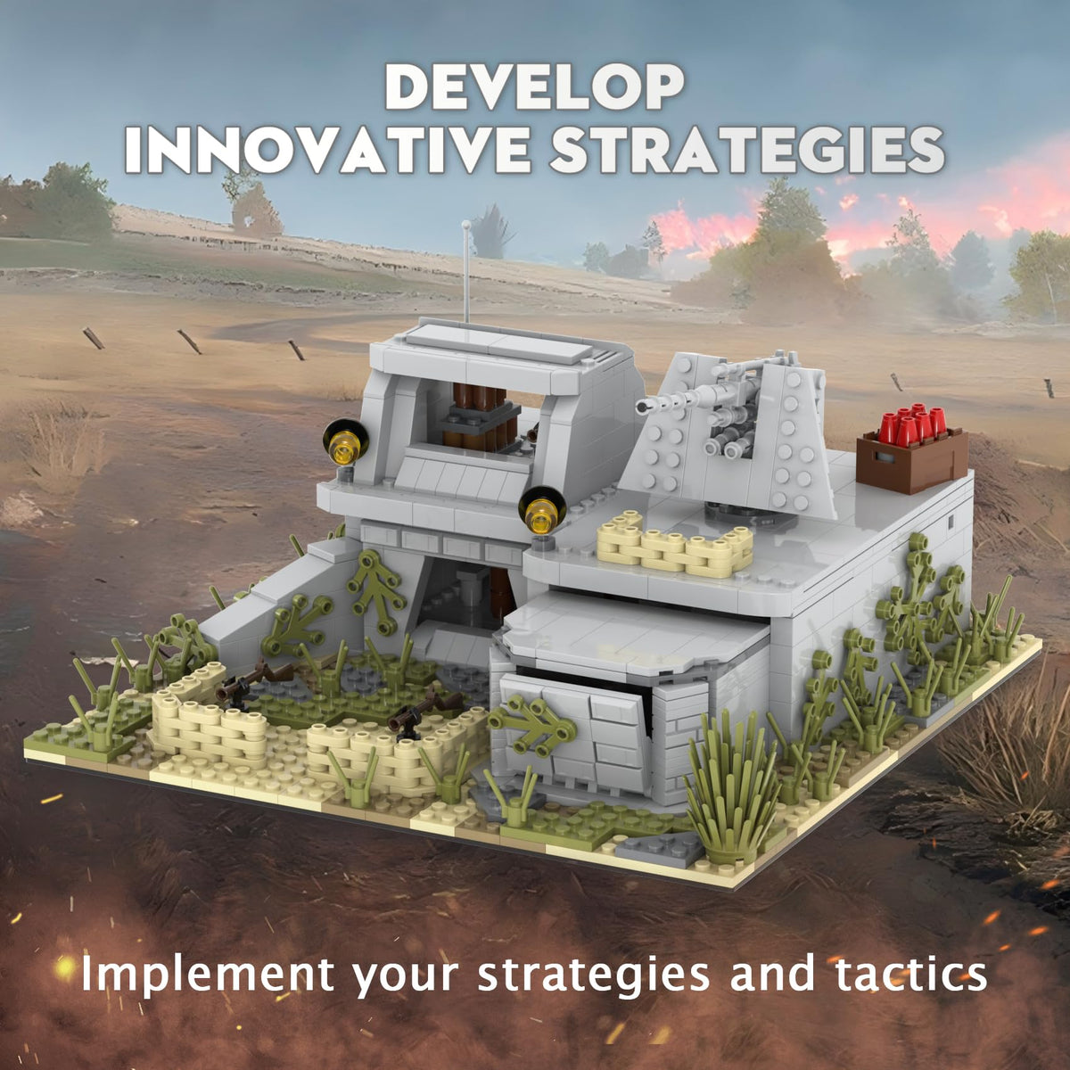 MOOXI WW2 Battle Fort Set assembly action promotes problem-solving and spatial reasoning
