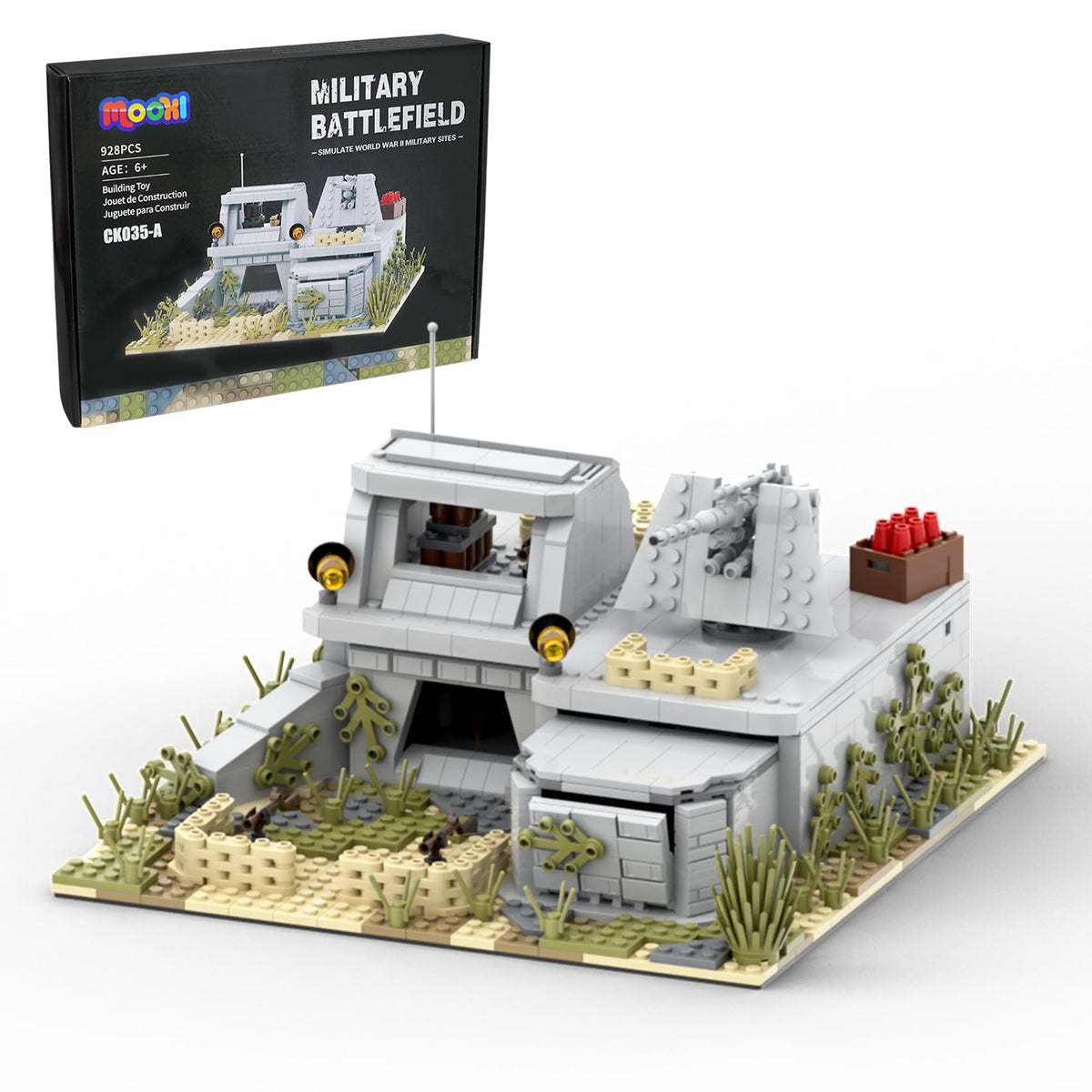 MOOXI WW2 Battle Fort Set fortress pieces for imaginative play and fine motor skills