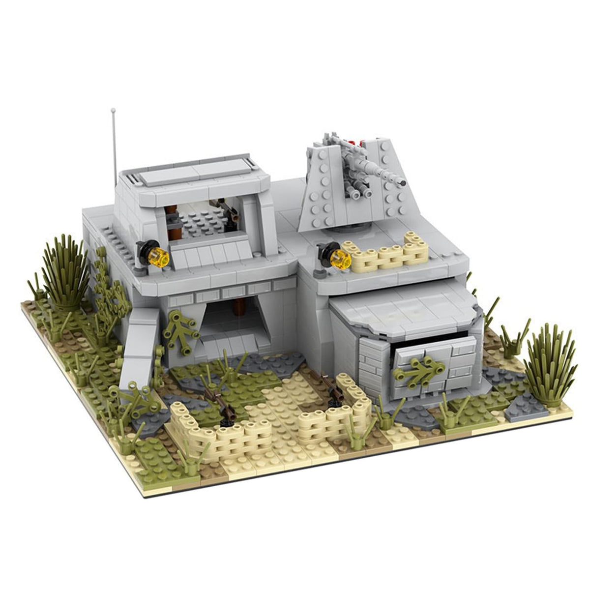 MOOXI WW2 Battle Fort Set weapons tiles support authentic scene-building and storytelling