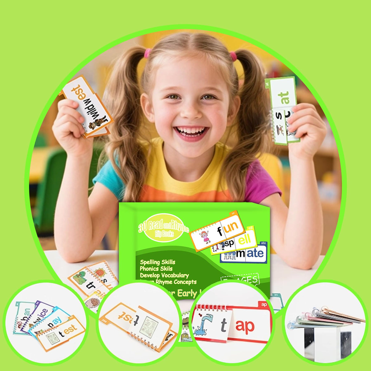 MOYEE ABC vocabulary cards show letters and simple words for early literacy