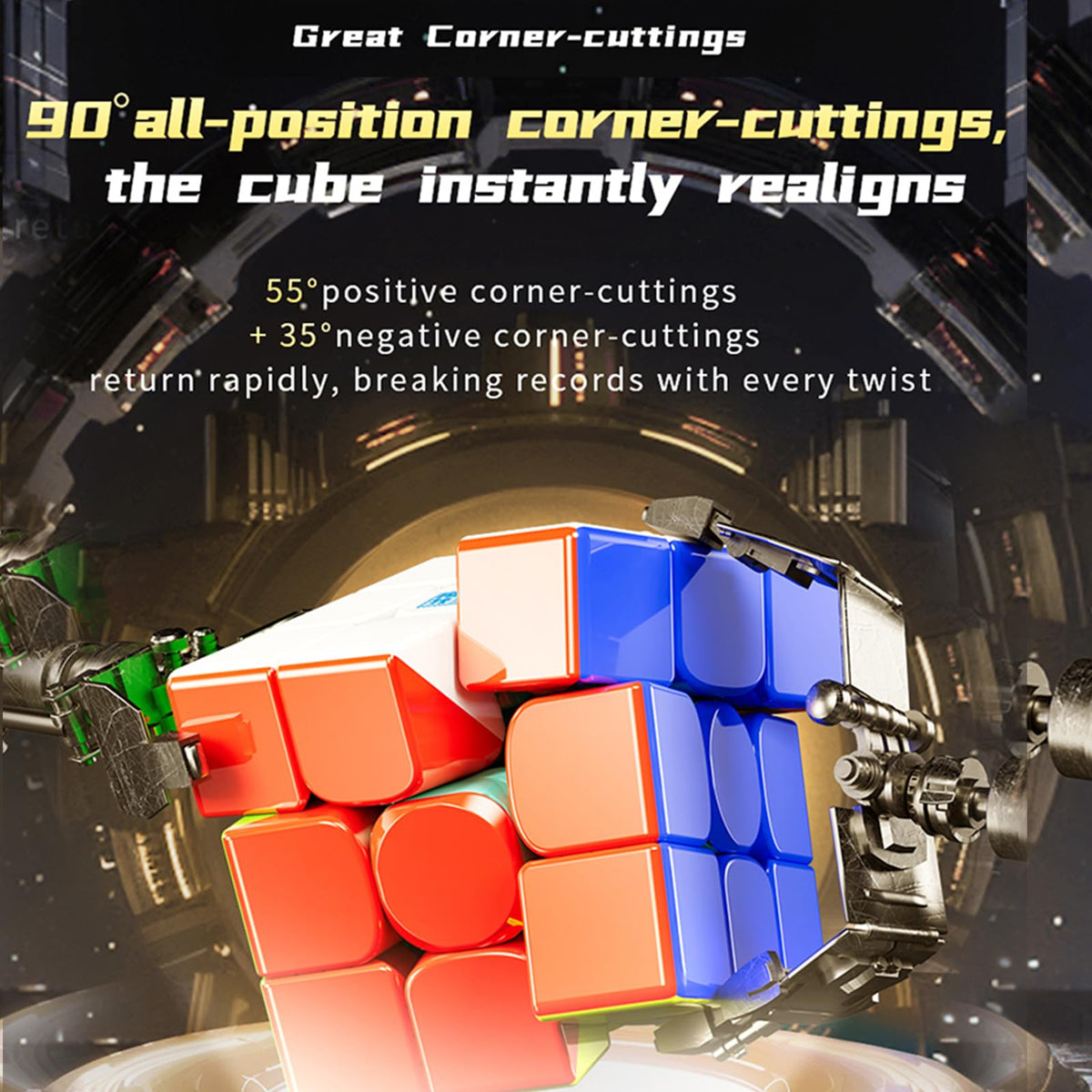 Moyu RS3M V5 MagLev speed cube reduces friction for smoother solves.