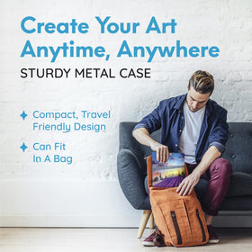 MozArt-designed-in-USA watercolor set packaging and sleeve inspire artistic exploration.