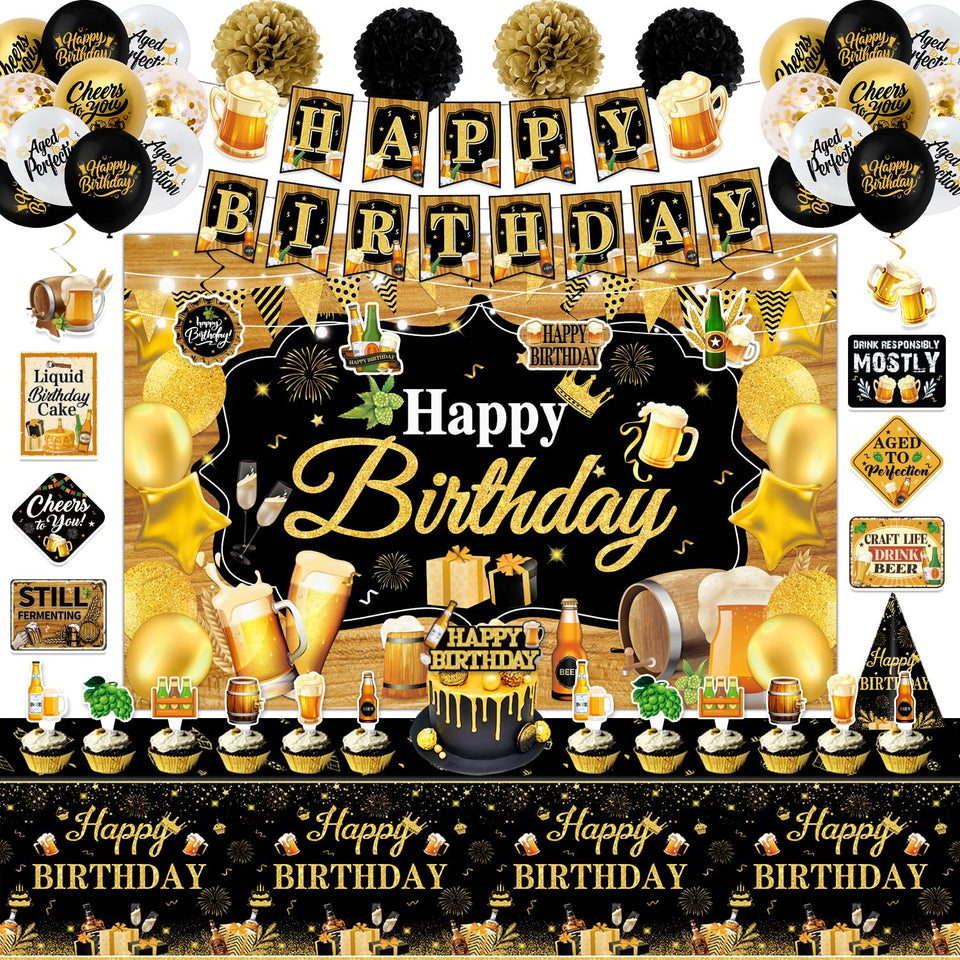 Mpanwen beer birthday backdrop sets the party scene with a brewpub vibe.