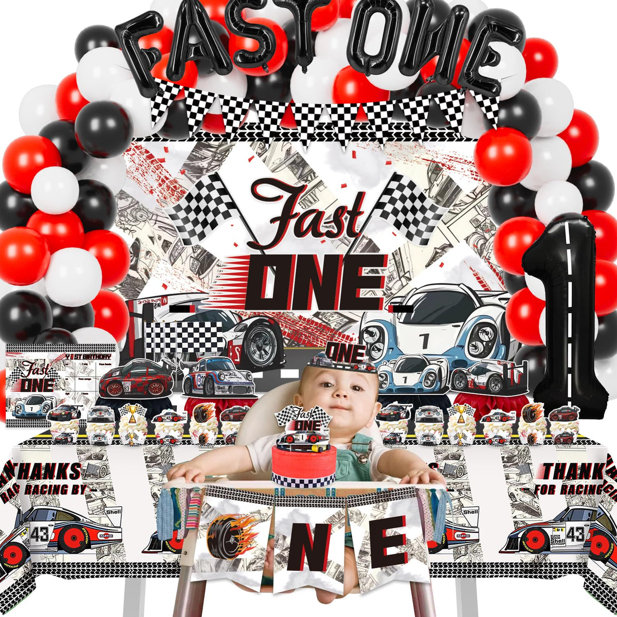 Mpanwen Fast One banner and poster highlight the race car theme at the venue