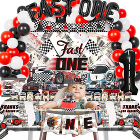 Mpanwen Fast One banner and poster highlight the race car theme at the venue