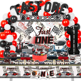 Mpanwen Fast One backdrop for a race car themed birthday party creates photo-ready moments