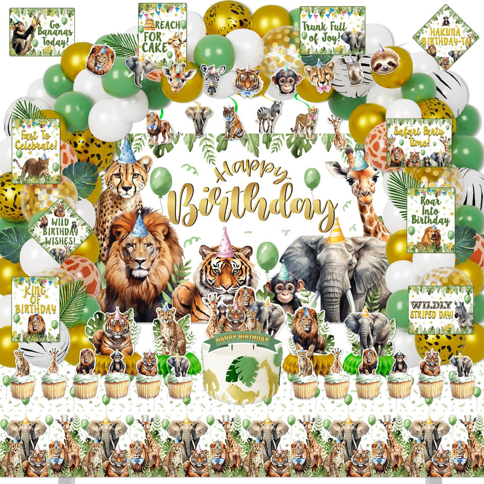 Mpanwen safari backdrop enhances party photos with vivid jungle scenery