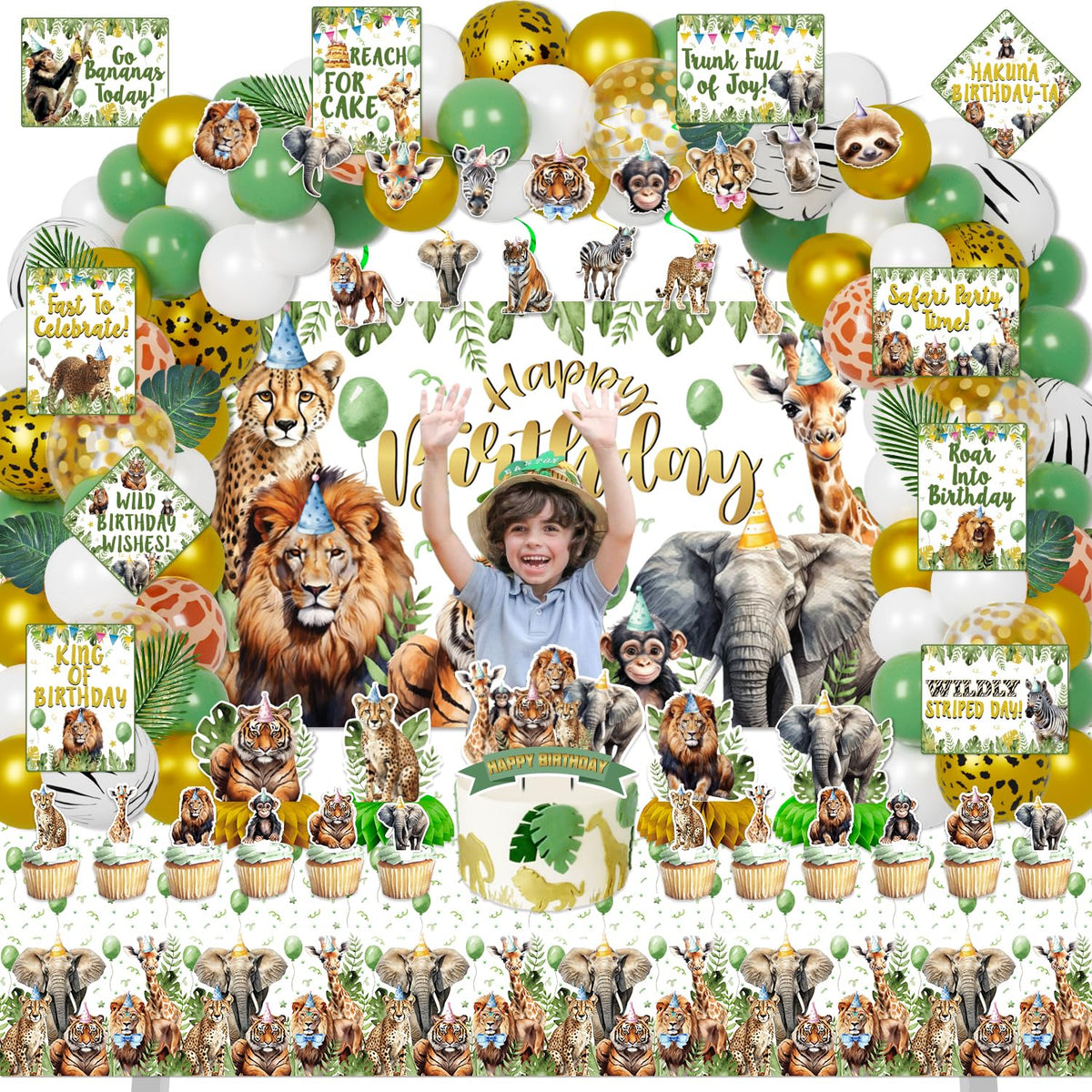 Mpanwen tablecloth with safari pattern protects surfaces with themed style