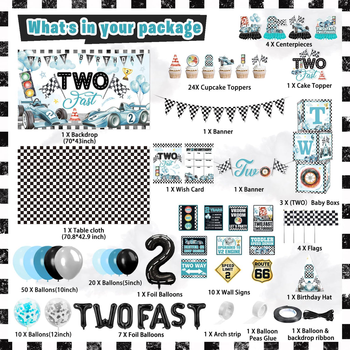 Mpanwen Two Fast cake toppers brighten cupcakes with racing charm