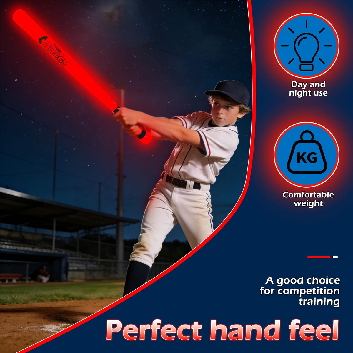 MPMVP glow baseball shows a seven-color arc during a swing