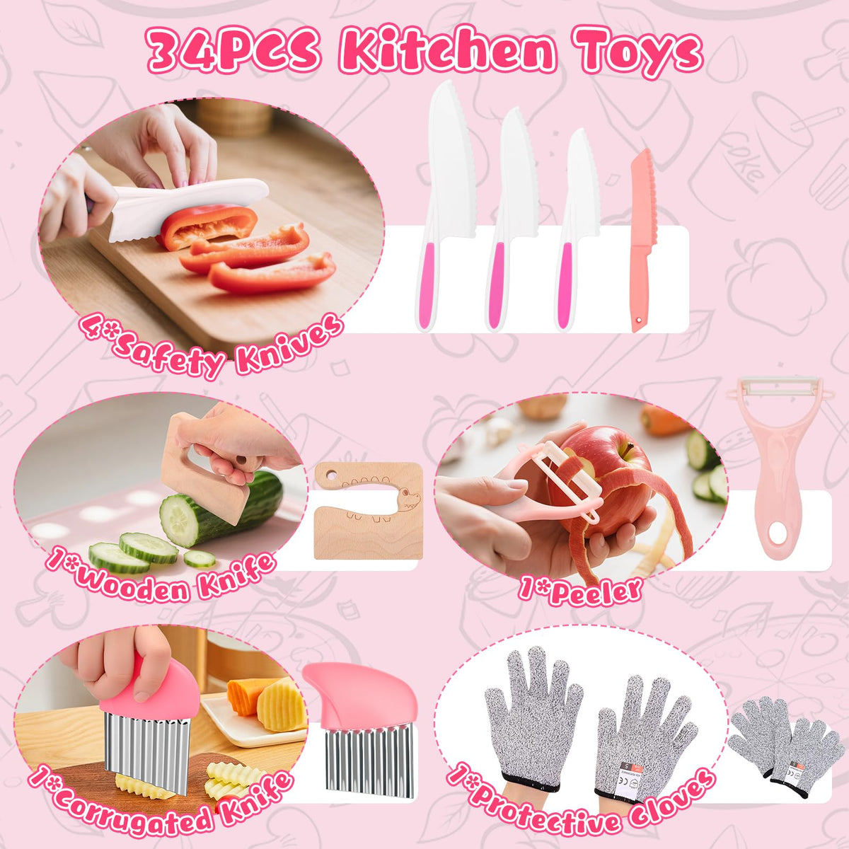 MPQMPQ toddler knife set cutting board supports safe food prep