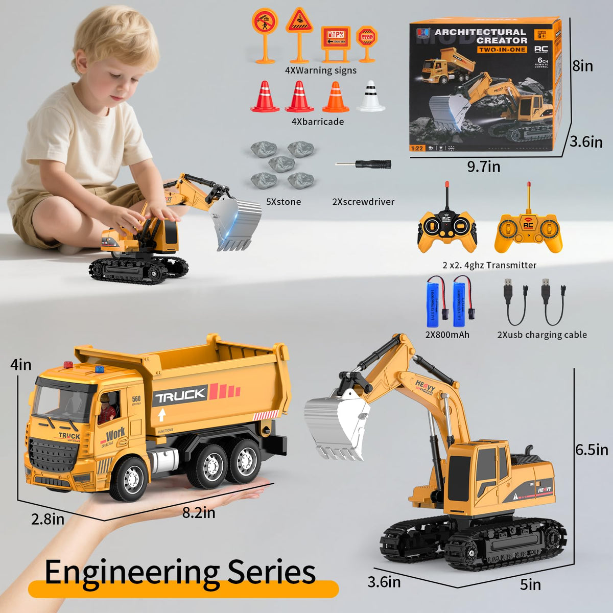 MQDMINI RC dump truck showcases durable ABS plastic for lasting fun.