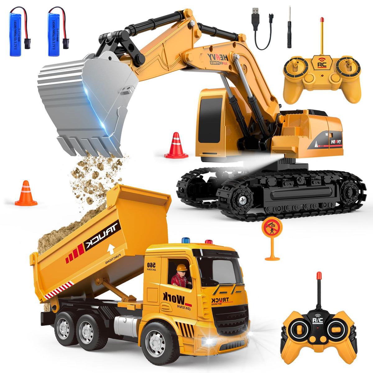 MQDMINI RC excavator close-up showing realistic digging action for imaginative play
