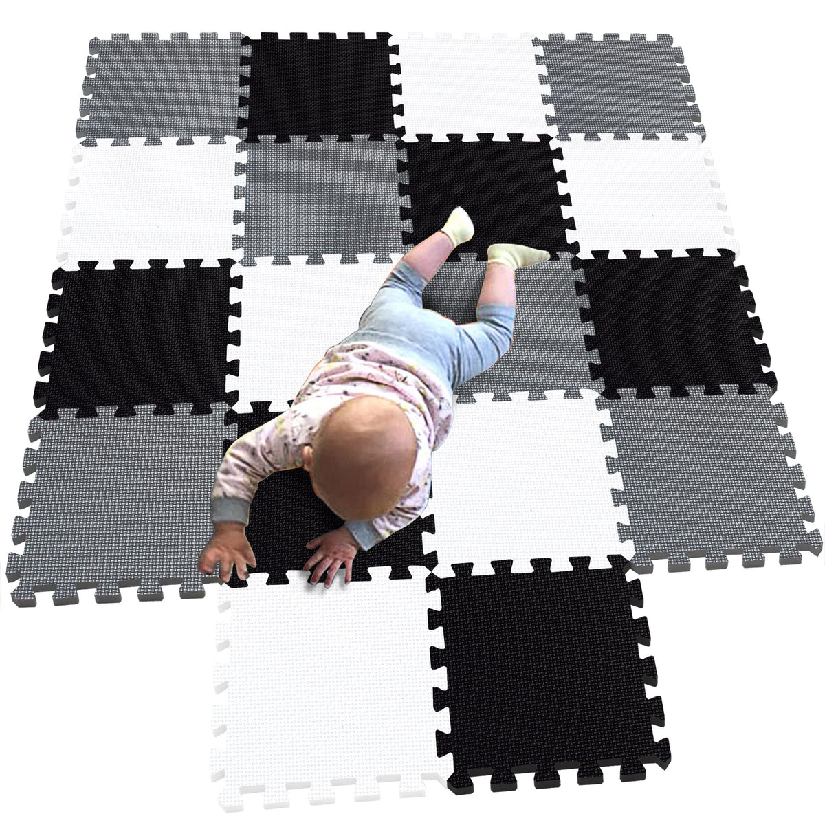 MQIAOHAM puzzle play mat interlocks for quick setup and roomy play area.