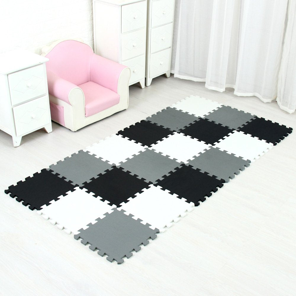 MQIAOHAM soft foam floor tiles provide cushioned protection during babies' crawl time.