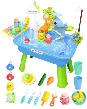 MQJJSM 4-in-1 electric water table with play sink for versatile toddler play.