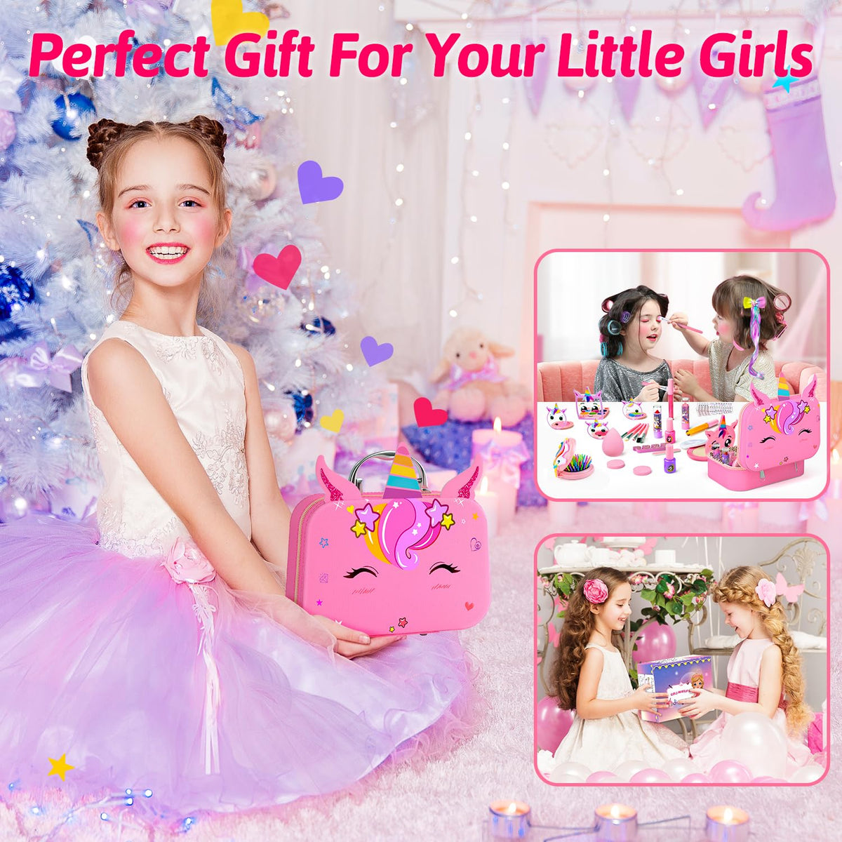 Mqsiuve dress-up wig and hair clip set encourages creative storytelling.