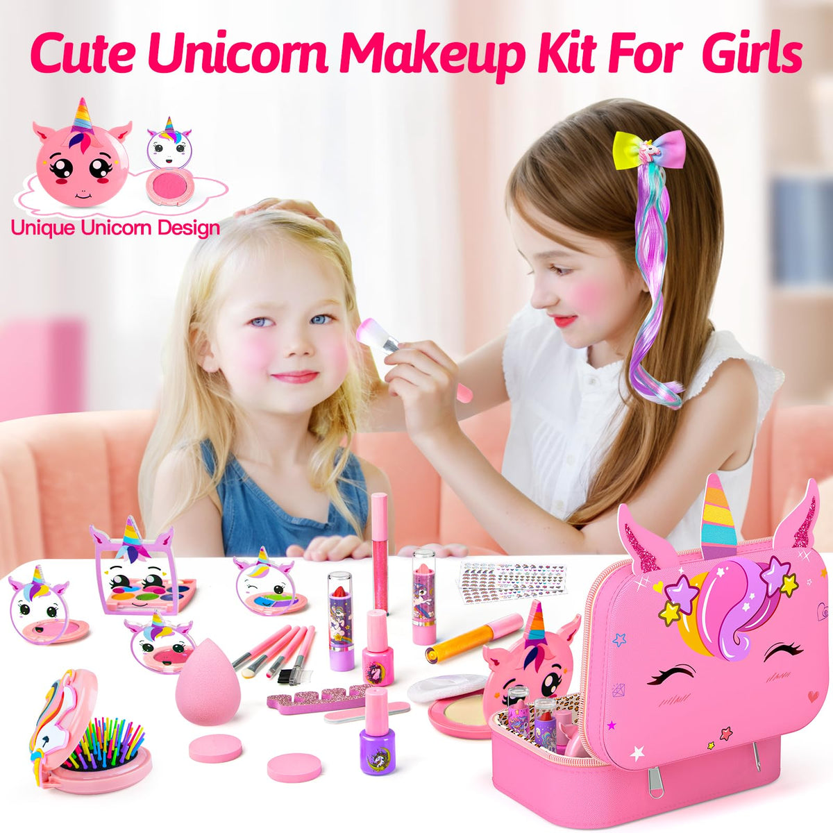 Mqsiuve lipsticks pink and red offer gentle color for pretend play.