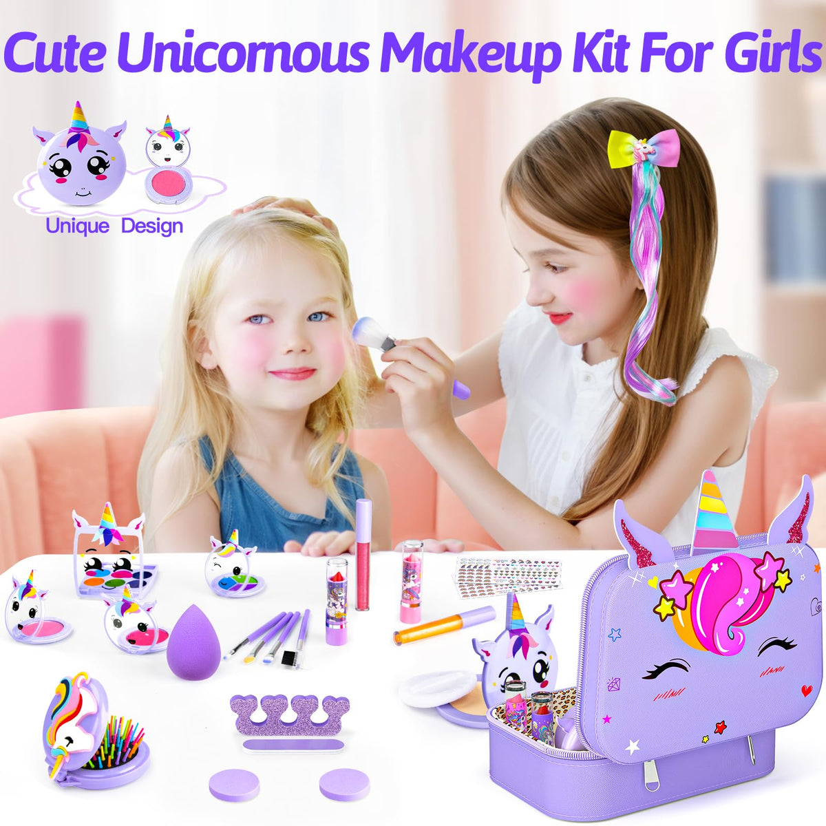 Mqsiuve lipsticks and glosses for safe, imaginative pretend makeup.
