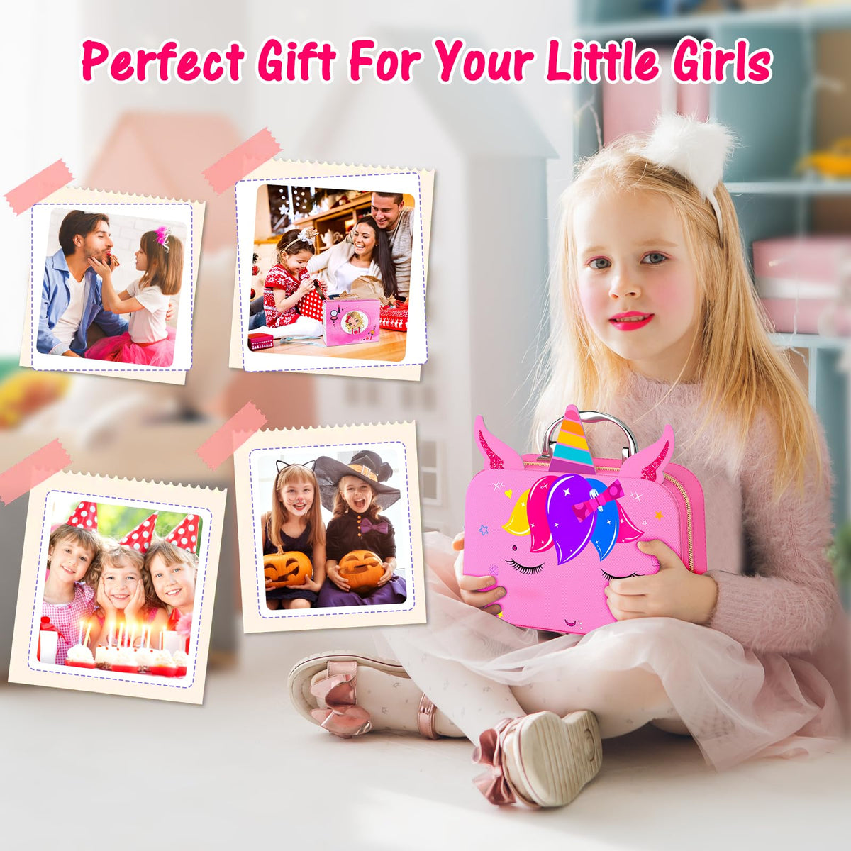 Mqsiuve unicorn cosmetic case keeps supplies tidy and portable.