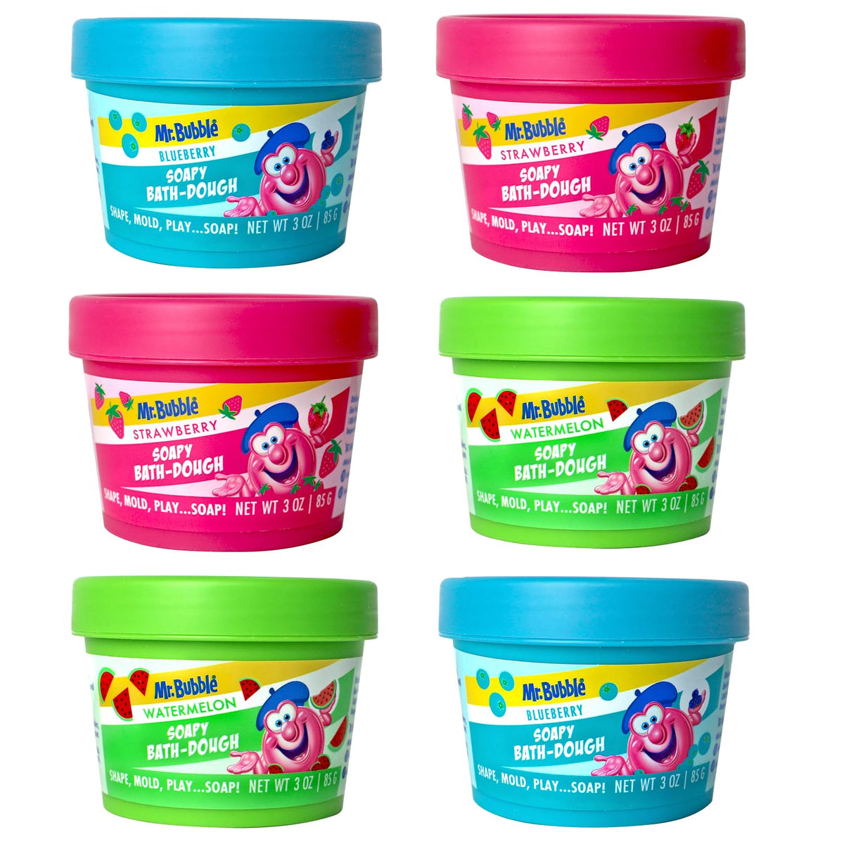 Mr. Bubble Soapy Bath Dough strawberry blob for playful bath time fun.