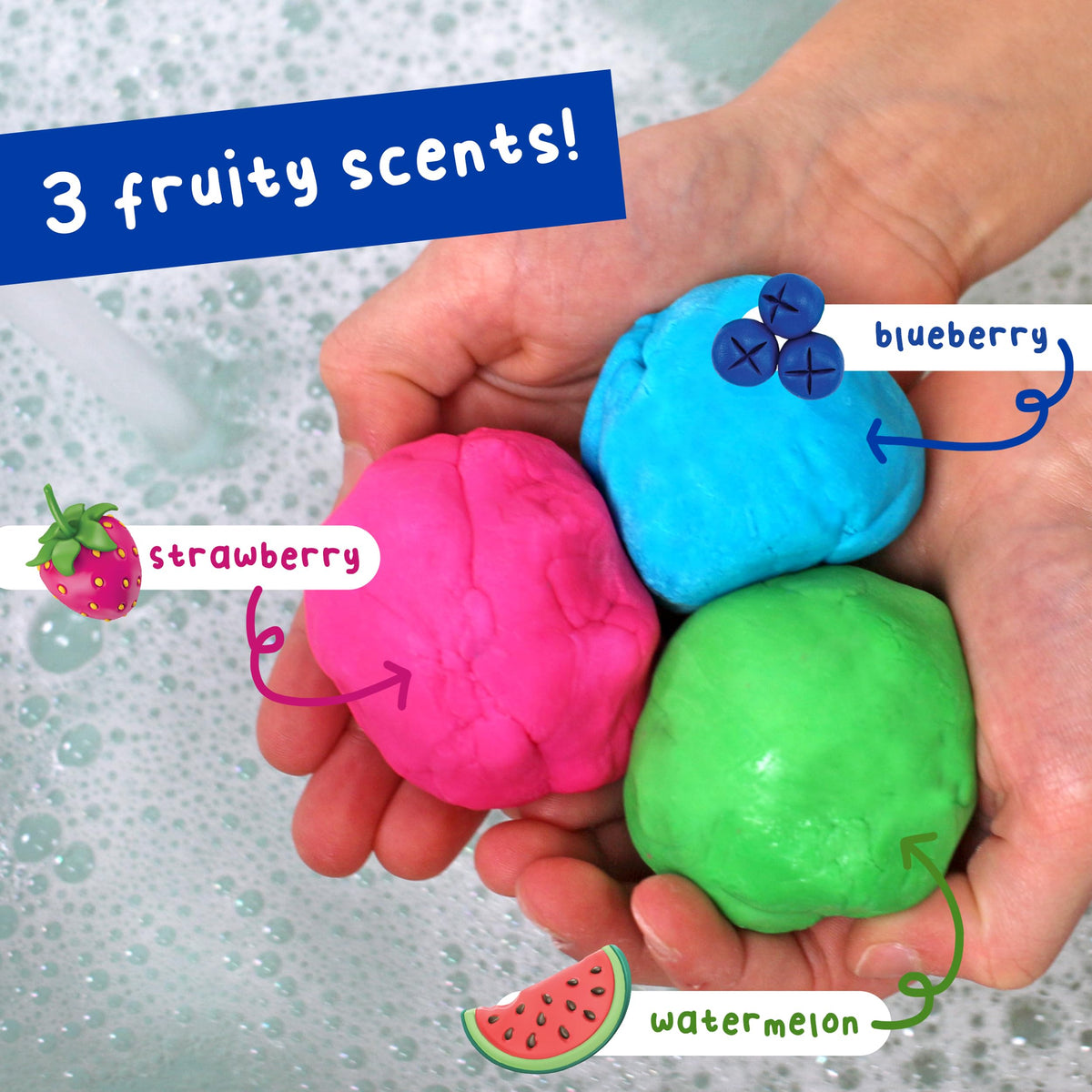 Mr. Bubble Soapy Bath Dough watermelon blob with refreshing scent.