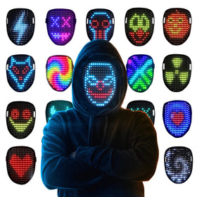 Mr.Pang LED mask with gesture sensing offers interactive light patterns for Halloween cosplay.