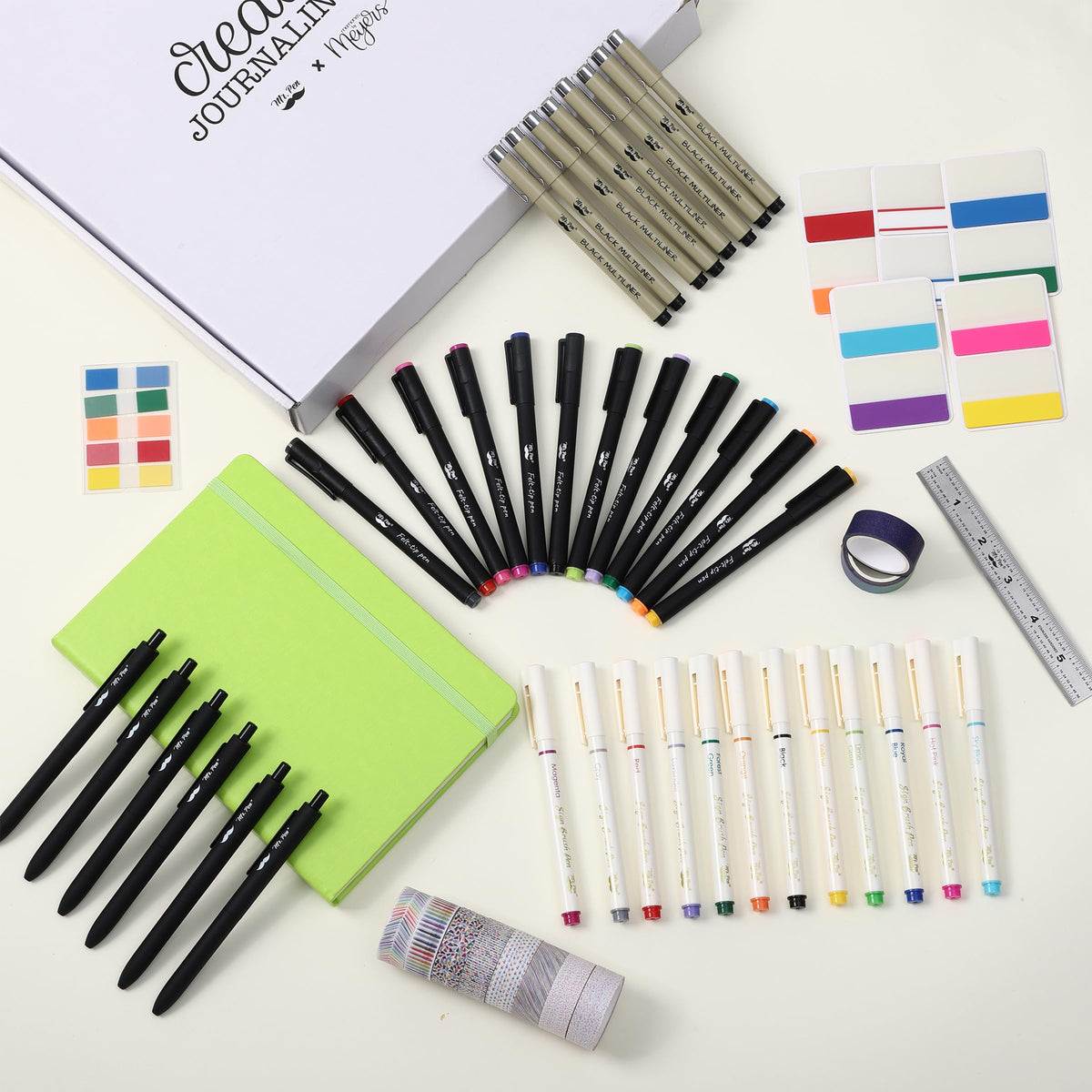 Mr. Pen color swatch sheet helps plan palettes before decorating spreads