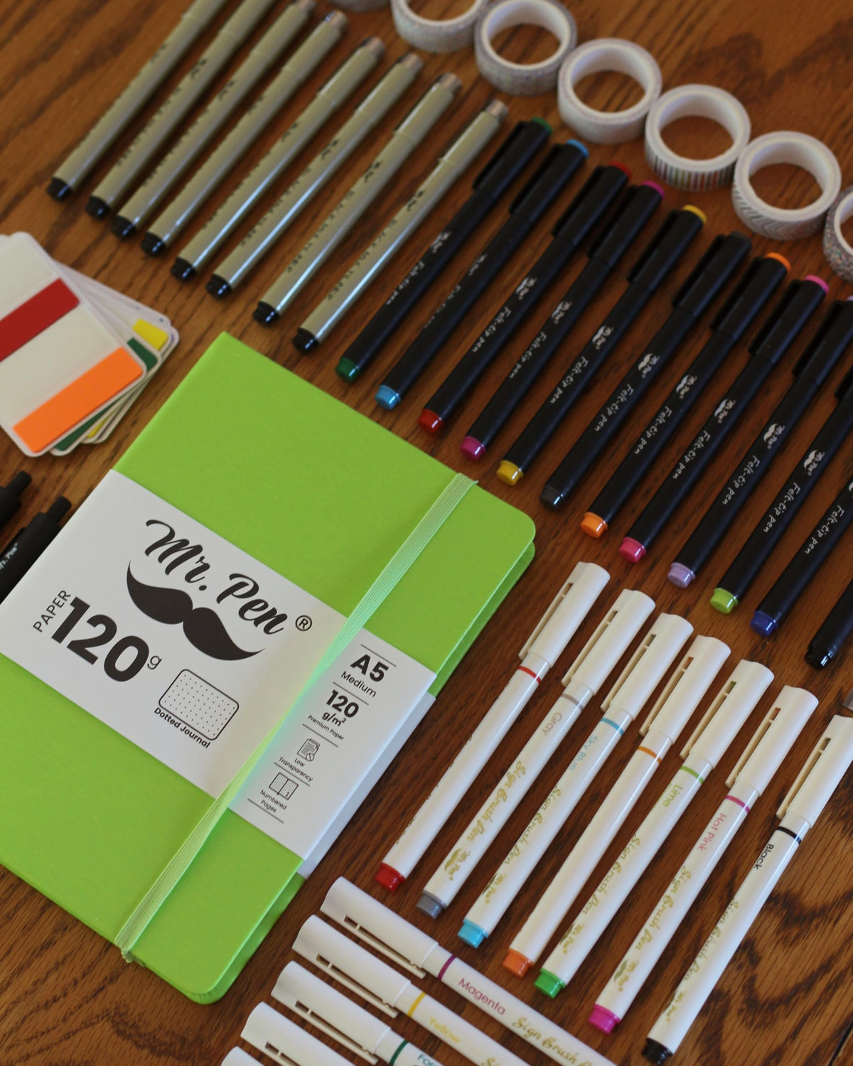 Mr. Pen felt-tip pens add vibrant color to pages and doodles