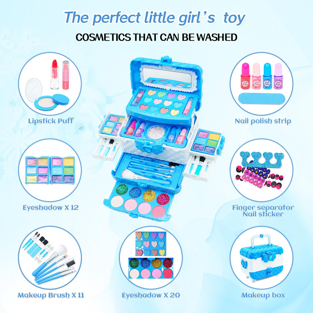 Mrabbitoo Lip Gloss display offers shiny finishes for pretend beauty routines.