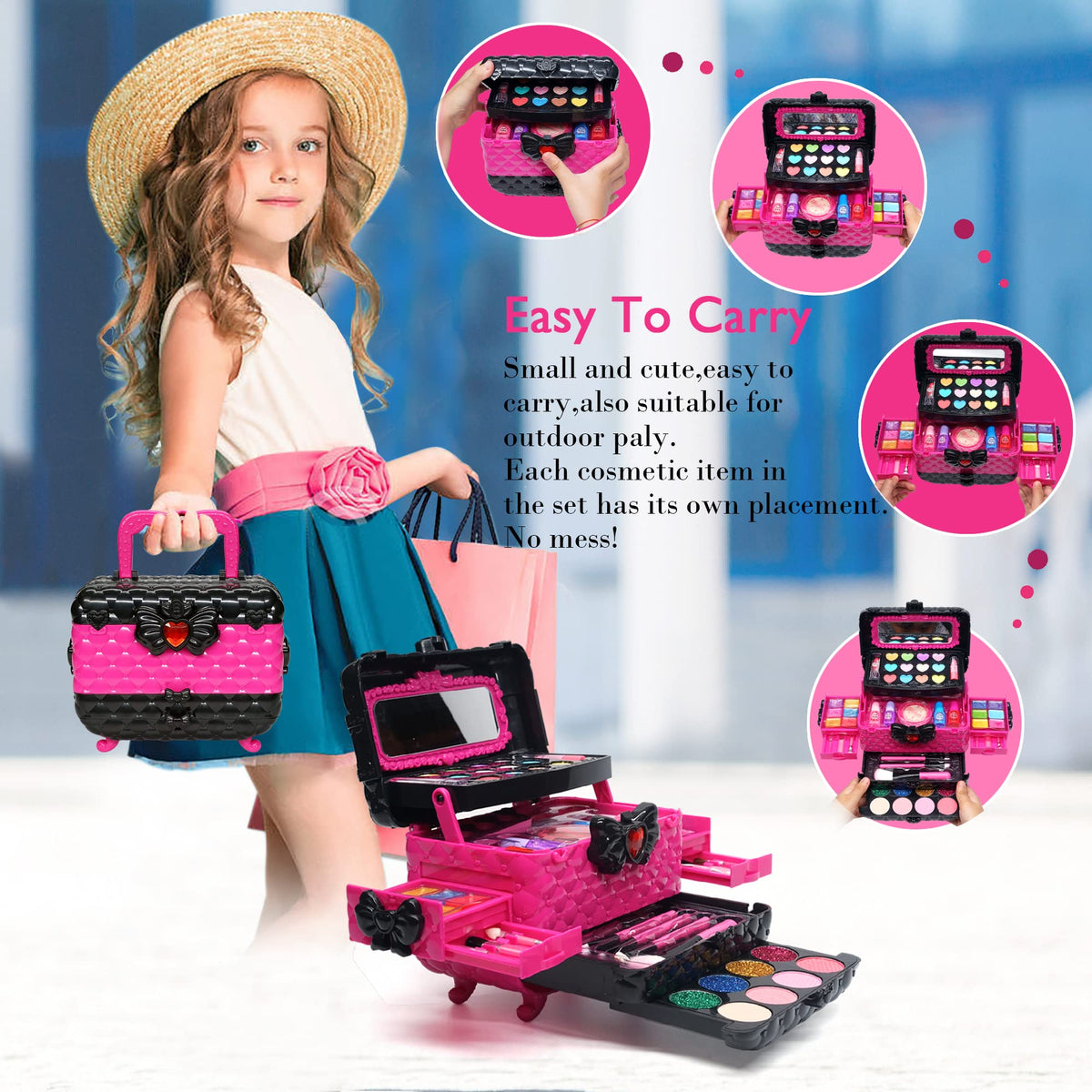 Mrabbitoo washable makeup set swatch, easy cleanup with soap and water.