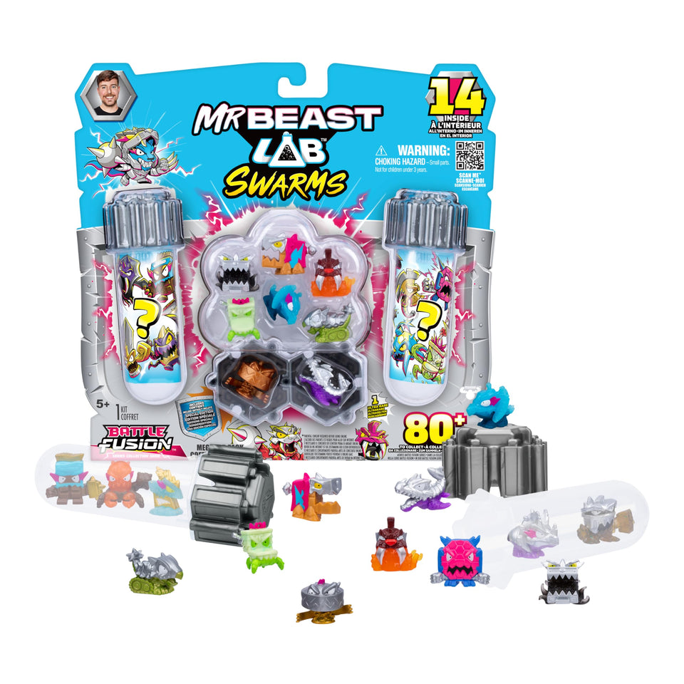 MRBEAST LAB Battle Fusion Mega Pack showcases 14 micro beasts for collect and display