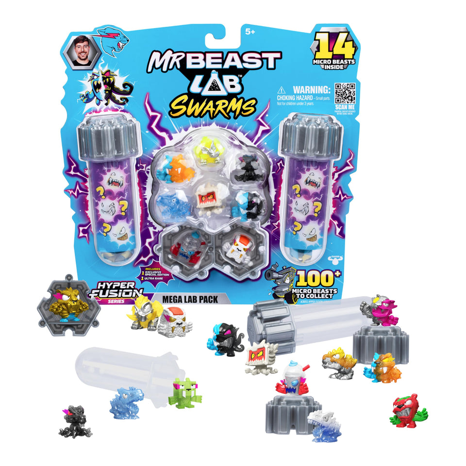 MRBEAST LAB Swarms Series 3 pack shows vibrant micro beasts for display and collection.