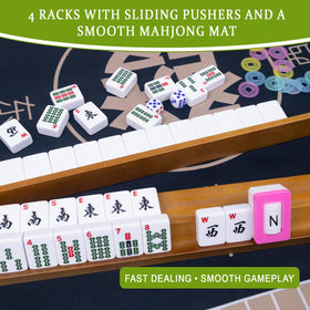 Chips and dice enable flexible scoring and social betting during play.