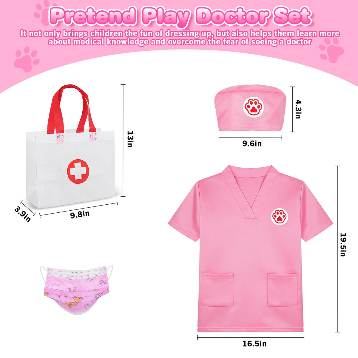 MR.TN 33Pcs Pet Doctor Kit thermometer for pretend medical checks