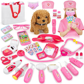 MR.TN 33Pcs Pet Doctor Kit with dog toy inspires imaginative pet care play
